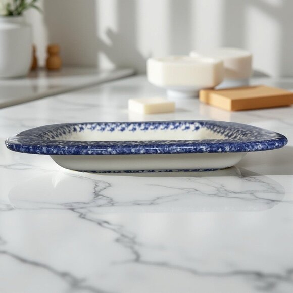 Molly Dallas Blue Spatterware Pottery - Blue and White Serving platter dish - Picture 3 of 9